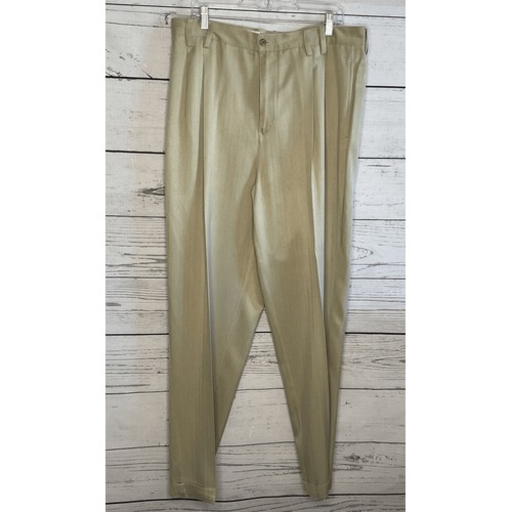 Tommy Bahama Relax Mens Size 36 Beige Tan Pleated Vacation Cruise Pants 100%Silk